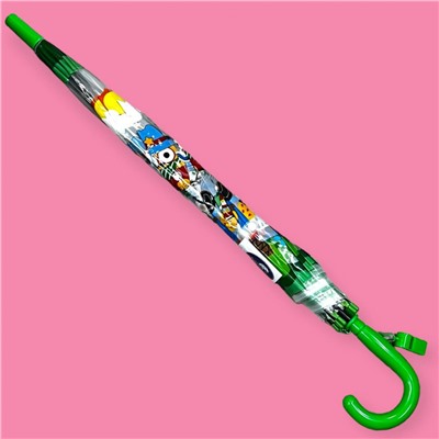 Зонт-трость детский прозрачный с рисунком полуавтомат Арт 603/2