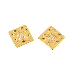 Подвеска ромб 12*12мм с фианитами, золотистая