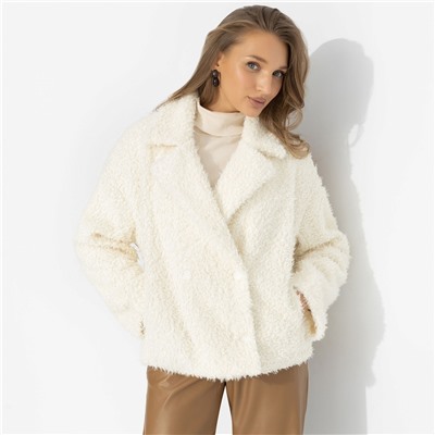 Полупальто из мягкого экомеха, Слишком заметна (белый шоколад, oversize, 42-48, нью)