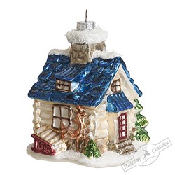 Избушка с синей крышей (стекло) 8,5х9х11,5 см