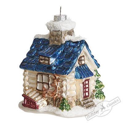 Избушка с синей крышей (стекло) 8,5х9х11,5 см