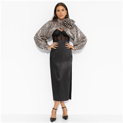 Болеро с перламутровым блеском, Деловой взгляд (леопардовое, с брошкой)