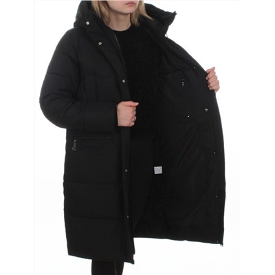 2129 BLACK Пальто зимнее женское (200 гр. холлофайбер)