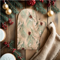 Варежка-прихватка новогодняя "Spruce branches" 20х28см, 100% хлопок, саржа 190 гр/м2, ватин 250г/м2