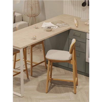 Стул полубарный Saga, рогожка, бежевый