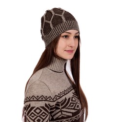Шапка вязаная из верблюжьей шерсти женская, арт. В45/корич