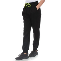 M073 BLACK Брюки спортивные утепленные женские (85% хлопок, 10% полиэстер, 5% спандекс)