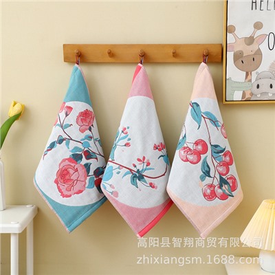 Cotton gauze cartoon scarf, soft children's strap for early age for face washing, 34×40cm