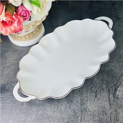 226-192 Блюдо 31см с ручками MARIA GOLD  в под.уп.(х8)Фарфор