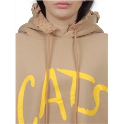 2247 BEIGE Толстовка-платье женская (85% хлопок, 10% полиэстер, 5% спандекс)