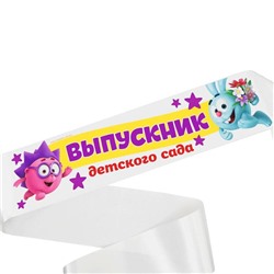 Лента на выпускной «Выпускник детского сада», 10×140 см, без булавки, Смешарики