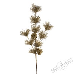 Ветка лиственницы с шишками золотая, 70 см