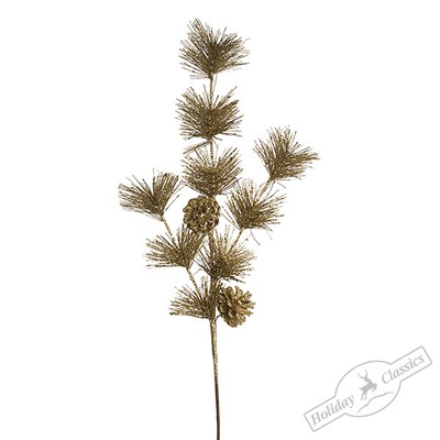 Ветка лиственницы с шишками золотая, 70 см