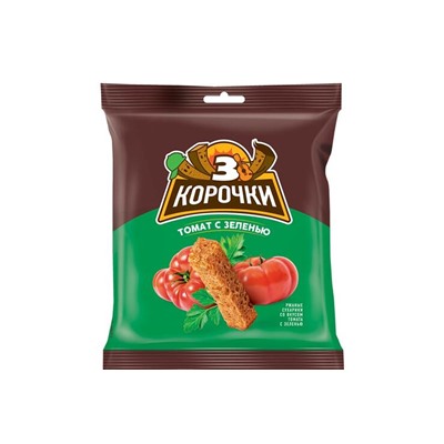 «3 Корочки», сухарики со вкусом томата и зелени, 40 г