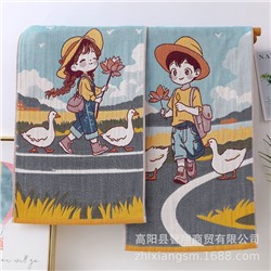 Quick dry children's cartoon cute cotton gauze bath towel for home use