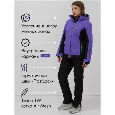 Горнолыжный костюм женский зимний фиолетового цвета 0027F