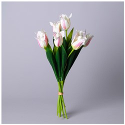 БУКЕТ ИСКУССТВЕННЫЙ ИЗ 9 ТЮЛЬПАНОВ ДЛИНА=39СМ , ЦВЕТ КРЕМОВО-РОЗОВЫЙ МАЛ.УП.=24ШТ