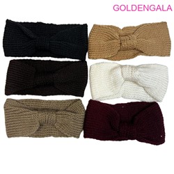 Повязка теплая вязанная на голову ширина 9 см Арт 7 6 шт