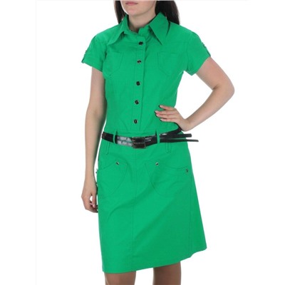 9413 GREEN Платье женское (85% хлопок, 10% вискоза, 5% лайкра)