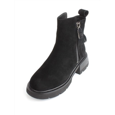 04-M3-L865 BLACK Ботинки зимние женские (натуральная замша, натуральный мех)