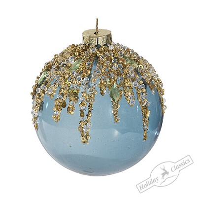 Шар "Полночная синева" (стекло прозрачное) 8 см