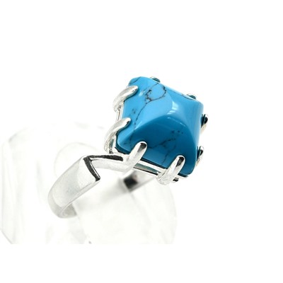 Кольцо с бирюзой имитация С925 ромб 13мм размер 17, 3,6г