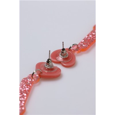 Серьги акриловые LOVE, блёстки, цвет коралловый