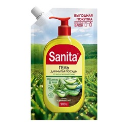 Средство для мытья посуды унив. (дой-пак) "Sanita"® Алоэ и зеленый чай , 900 г