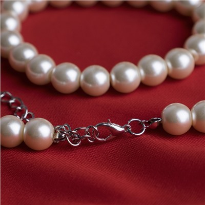 Набор 3 предмета: серьги, бусы, браслет, цвет белый, 45 см