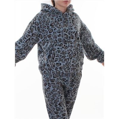 003 LT. BLUE/LEOPARD Костюм спортивный зимний женский (95% хлопок, 5% полиэстер)
