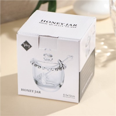 Баночка для мёда и варенья «Розе», 240 мл, 9.5×12 см, c ложкой, стекло
