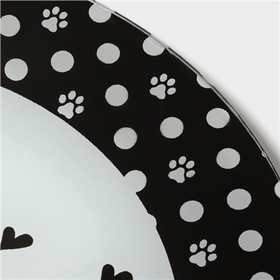 Тарелка Доляна «Котики», d=18 см, стекло, белая, чёрная