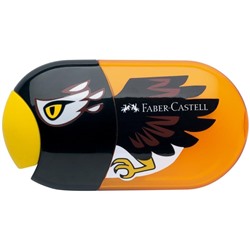 Точилка пластиковая с ластиком Faber-Castell "Eagle", 2 отверстия, контейнер