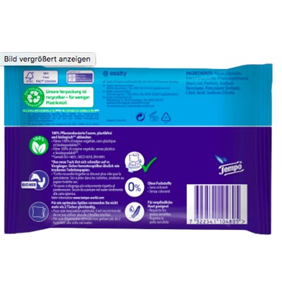 Tempo Feuchtes Toilettenpapier Mein Verwöhnmoment Sea Minerals, темпо Влажная туалетная бумага в салфетках, 42 шт.