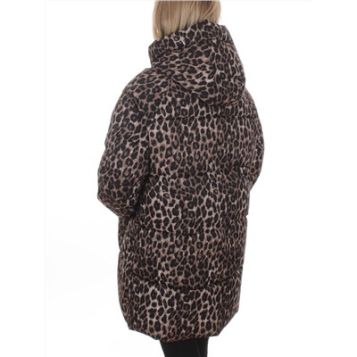 2406 BROWN /LEOPARD Куртка зимняя женская (200 гр. холлофайбер)