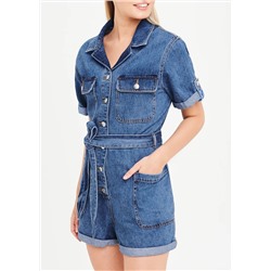 Short Sleeve Denim Playsuit