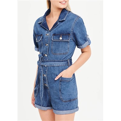 Short Sleeve Denim Playsuit