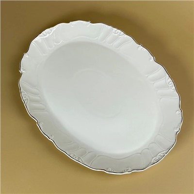 109-268 Овальное блюдо 37х27,5х3см  КРОКУС ЗОЛОТО в под.уп.(х6)Фарфор