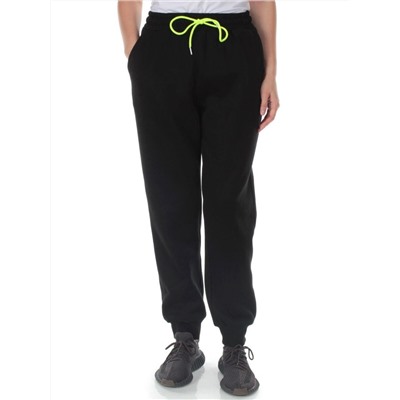 M073 BLACK Брюки спортивные утепленные женские (85% хлопок, 10% полиэстер, 5% спандекс)