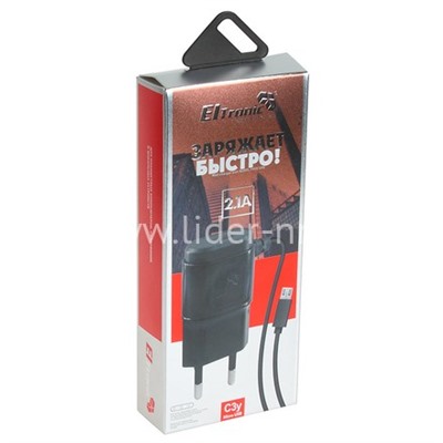 СЗУ ELTRONIC Micro USB (2100mAh) в коробке (черный)