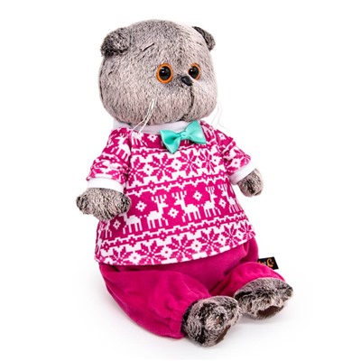 Мягкая игрушка "Кот Басик в зимней пижаме" (22 см)