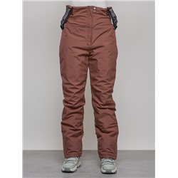 Полукомбинезон с высокой посадкой женский зимний коричневого цвета 7399K