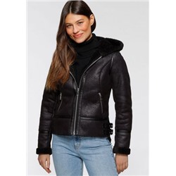 Kunstlederjacke Mit Plüsch Размер 42, Бренд Bruno Banani, Цвет schwarz