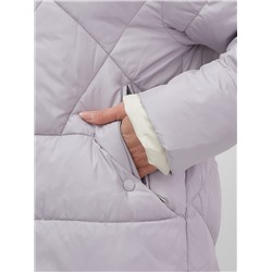 Куртка женская зимняя с капюшоном большого размера фиолетового цвета 1170F