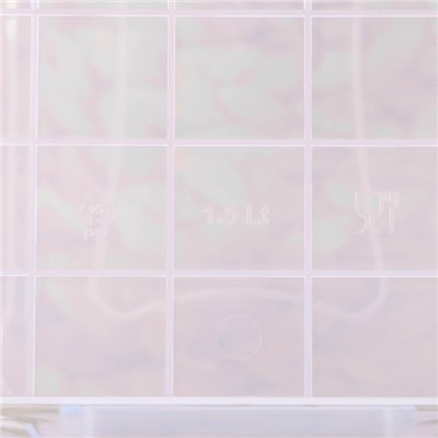 Контейнер пищевой RICCO, 1,5 л, 21×14×10 см, прямоугольный, прозрачный, ручки розовые