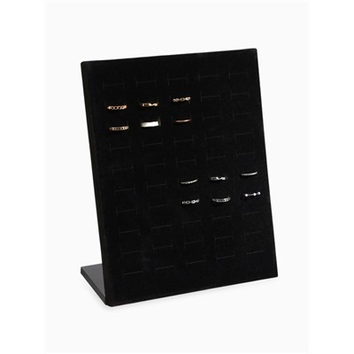 Подставка под кольца QF, 50 мест, флок, чёрная, 20×9.7×24 см