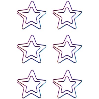 Скрепки фигурные 25мм, Meshu "Stars", 6шт., пакет с европодвесом