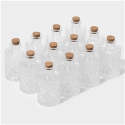 Набор баночек для специй Доляна «Парфе», 130 мл, 11.5×5.5 см, с пробковой крышкой, 12 шт., стекло