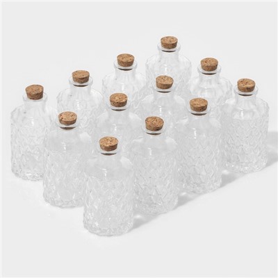 Набор баночек для специй Доляна «Парфе», 130 мл, 11.5×5.5 см, с пробковой крышкой, 12 шт., стекло