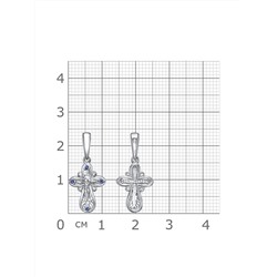 Крест с фианитом родированный серебро 925*
